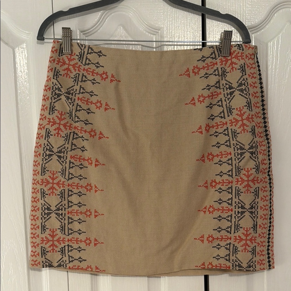 LOFT Women’s Embroidered Tan Skirt